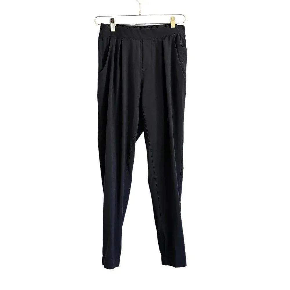 Lululemon Pleated Pants Women's 4 Black Elastic‎ Waist Lightweight Unlined